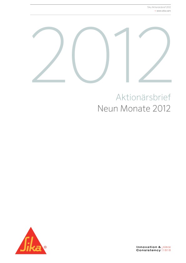 Aktionärsbrief - Neun Monate 2012
