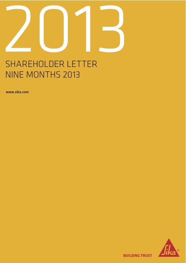 Shareholder Letter - Nine Months 2013