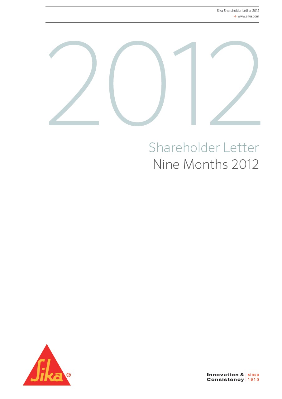 Shareholder Letter - Nine Months 2012