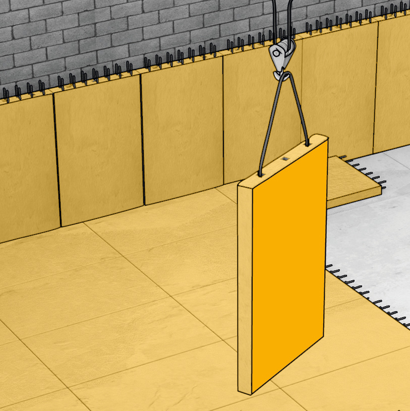 Illustration of prefabricated concrete panels for offsite construction