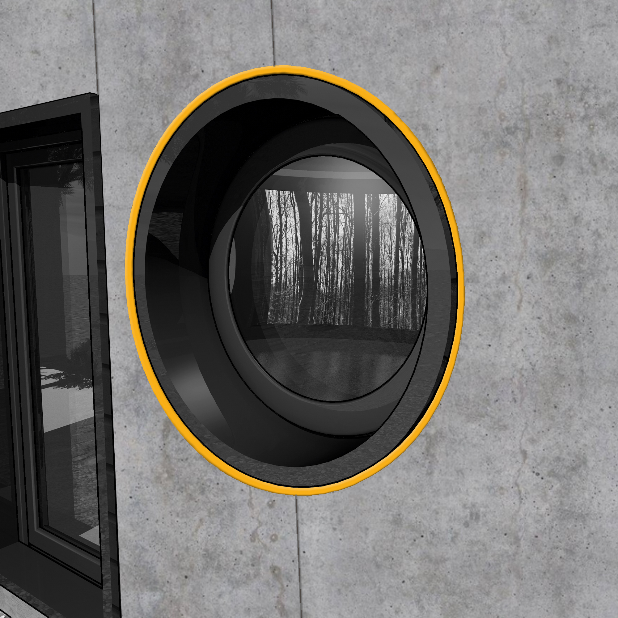 Illustration of joint sealant at exterior window in concrete wall