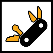Icon of multi-use Swiss army knife tool